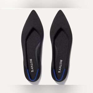 Rothy's Black Pointed Knit Flats with Blue Accent